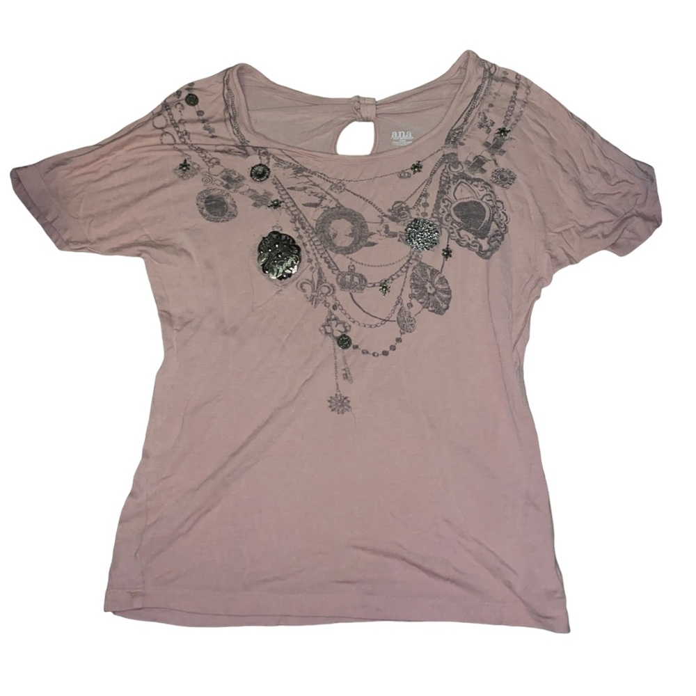 ANA Embellished Blouse Womens size S Pink